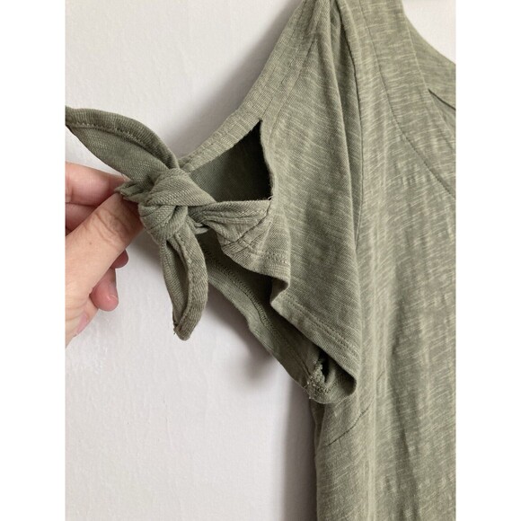 Talbots Tie Sleeve TShirt Dress Green 100% Cotton Slub MEDIUM - Picture 3 of 7
